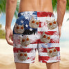 Custom Photo Dog Cat US Flag Tropical Summer Beach Shorts HA75 892584