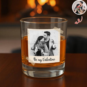 Custom Couple Photo Whiskey Glass Valentine Gift, Anniversary Gift HA75 898922