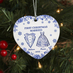 First Chirstmas As a Mr Mrs Personalized Heart Ceramic Ornament Christmas For Husband Wife CH07 899294