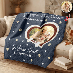 Custom Photo Paw Print Heart-shaped Dog Cat Memorial Quilt Blanket For Pet Lovers HO82 900672