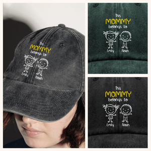 This Daddy Belongs To Us Personalized Washed Denim Baseball Cap HA75 897202