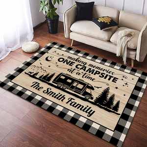 Happy Campers Personalized Caro Style Camping Patio Rug For Camping Lovers CH07 896194