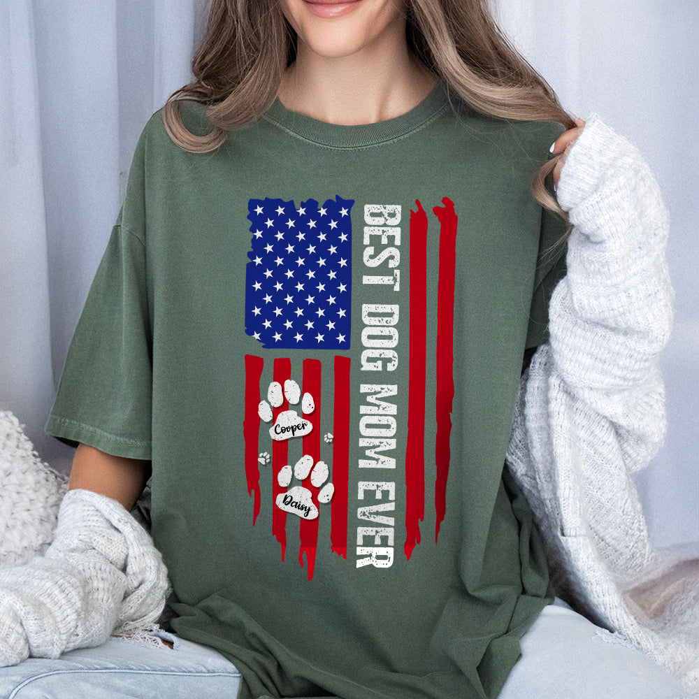 Personalized Best Dog Dad Ever Paw American Flag Comfort Shirt CH07 911526