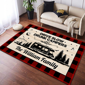 Happy Campers Personalized Caro Style Camping Patio Rug For Camping Lovers CH07 896194