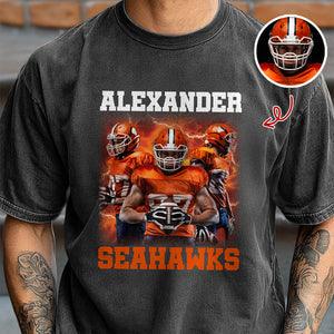 Custom Photo Football Player Bootleg Tee - Personalized Comfort Color Shirt CH07 899492
