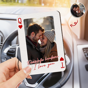 Custom Couples Photo King & Queen Drive Safe I Love You Personalized Wooden Photo Car Visor Clip HA75 898844