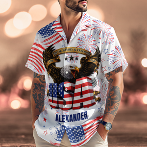Custom Name Happy Independence's Day USA Eagle Faith, Family & Freedom 3D Hawaii Shirt TH10 898415