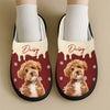 Custom Photo & Name Pet Dog Portrait With Holly Snowflake Poinsettia Christmas Slippers LM32 670501