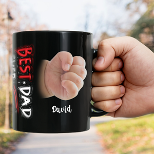 Custom Hand Photo Best Dad Ever Black Mug N369 896321