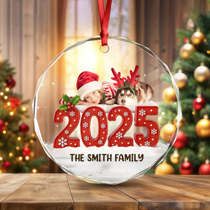Custom Family Photo Glass Ornament Christmas Gifts For Dad, Mom, Grandpa, Grandma CH07 899984