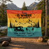 Personalized Retro Sunset Welcome To Our Campsite Camping Tapestry HO82 903078