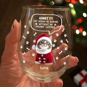 Custom Photo Life Would Be Boring Without Me Dog Cat Wine Glass Christmas Gift HA75 892950