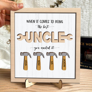 Personalized The Best Dad You Nailed It Square Wooden Plaque With Stand LM32 893573