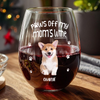 Custom Photo Paws Off My Mom's Wine - Personalized Wine Glass HA75 920874