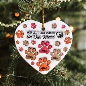 You Left Paw Prints On My Heart 3D Inflated Effect Heart Shaped Ceramic Ornament Personalized Gift HA75 897182