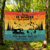 Personalized Retro Sunset Welcome To Our Campsite Camping Tapestry HO82 903078