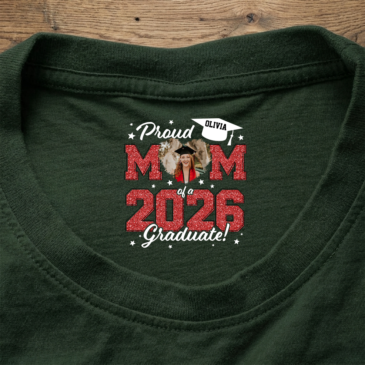 Custom Photo Proud Mom, Dad Of A 2026 Graduate Glitter Back Neck Shirt LM32 899421