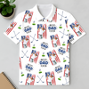 Custom Photo Best Dad Ever American Flag Polo Shirt - Father's Day Gift for Golfer HA75 921112
