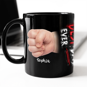 Custom Hand Photo Best Dad Ever Black Mug N369 896321