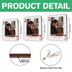 Custom Couples Photo King & Queen Drive Safe I Love You Personalized Wooden Photo Car Visor Clip HA75 898844