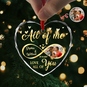 Custom Photo All Of Me Loves All Off You Couple Heart Shape Glass Ornament HA75 892836