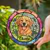 Custom Dog Portrait Photo With Sunflower Memorial Stained Glass Suncatcher, Sympathy Gifts, Pet Loss Gift HO82 894330