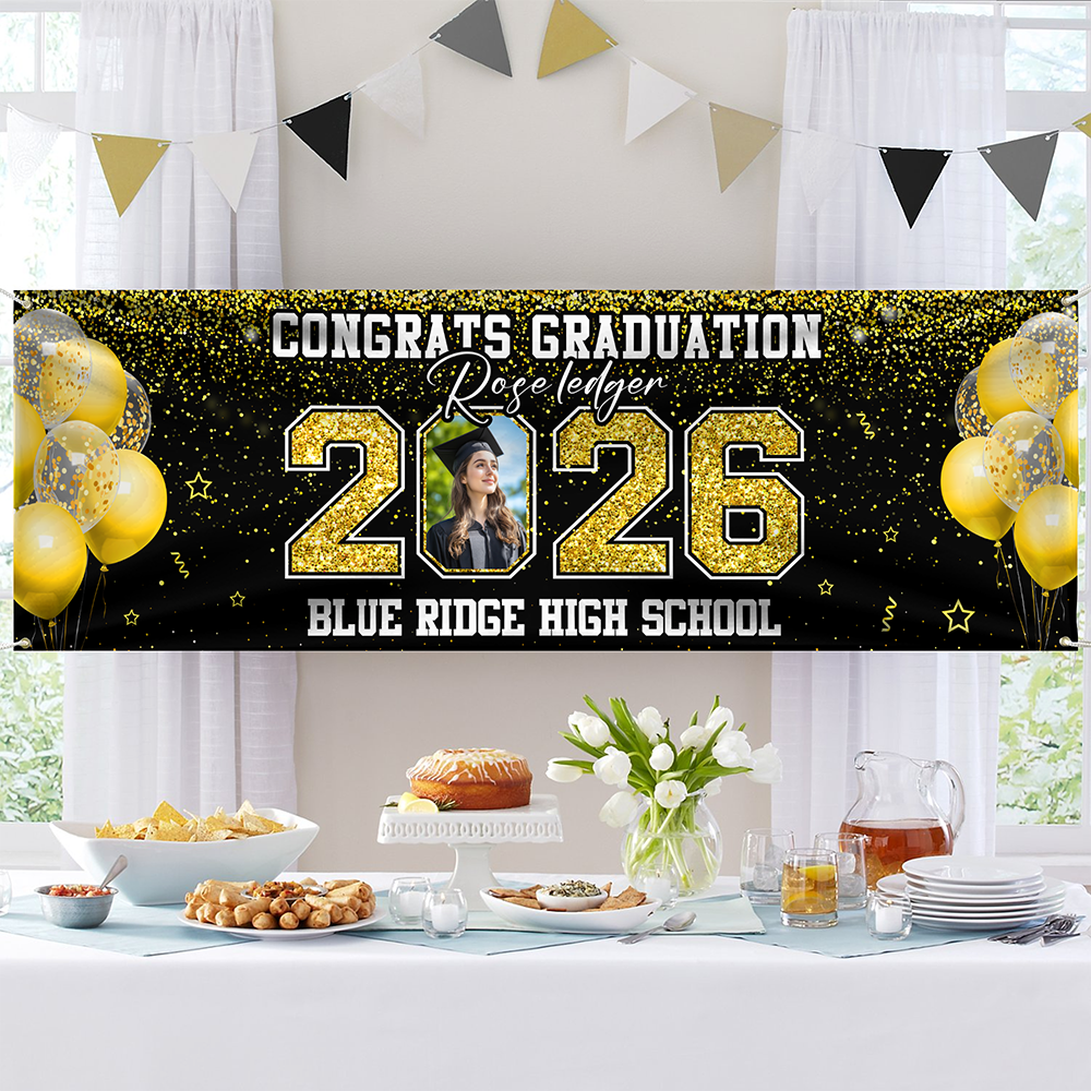 Custom Photo Class of 2026 Banner Personalized Congrats Graduation Banner Party Decor CH07 910264