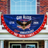 Custom Family Name 250th Anniversary God Bless America Christian Patriotic Non-Pleated Fan Flag HO82 901892