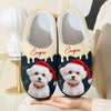 Custom Photo & Name Pet Dog Portrait With Holly Snowflake Poinsettia Christmas Slippers LM32 670501