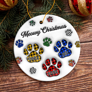 Pawy Meowy Christmas 3D Inflated Effect Ceramic Ornament Personalized Gift For Dog Cat Lover HO82 894640