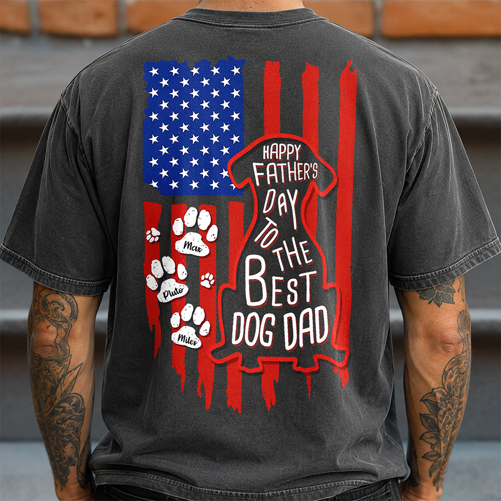 Custom Name Happy Father's Day To Best Dog Dad Flag Back Comfort Shirt HA75 921598