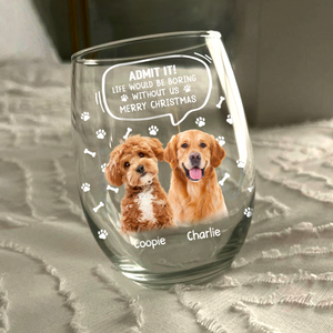 Custom Photo Life Would Be Boring Without Me Dog Cat Wine Glass Christmas Gift HA75 892950