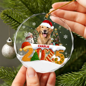 Custom Dog Christmas Cake Crew Photo - Personalized Glass Ornament CH07 899976