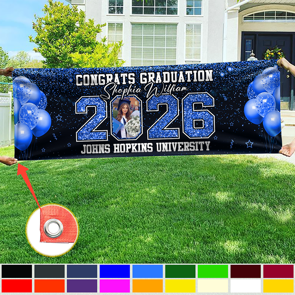 Custom Photo Class of 2026 Banner Personalized Congrats Graduation Banner Party Decor CH07 910264