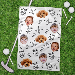 Custom Face Photo Best Dad By Par Dog Family Golf Towel LM32 893643