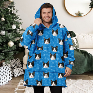Custom Photo Cat Pattern Hoodie Blanket HA75 898280