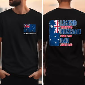 Legend, Husband, Dad And Grandpa - AUS Flag Version - Personalized Back & Front Dark Shirt TH10 894171