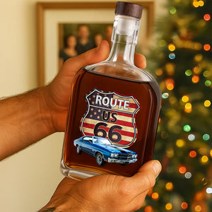 Custom Photo Route US 66 Car Whiskey Bottle HA75 897812