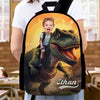 Custom Kid Photo Little Boy Riding Dinosaur Personalized Backpack HA75 921680