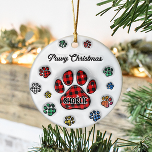 Pawy Meowy Christmas 3D Inflated Effect Ceramic Ornament Personalized Gift For Dog Cat Lover HO82 894640