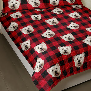 Custom Photo Dog With Christmas Pattern Quilt Bedding Set HA75 898228