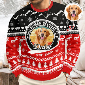 Custom Photo Human Belongs Dog Ugly Sweater For Pet Lovers HO82 900020