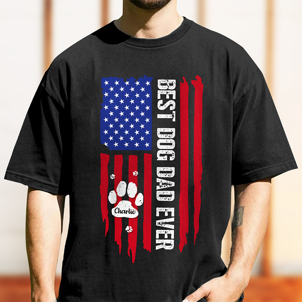 Personalized Best Dog Dad Ever Paw American Flag Comfort Shirt CH07 911526