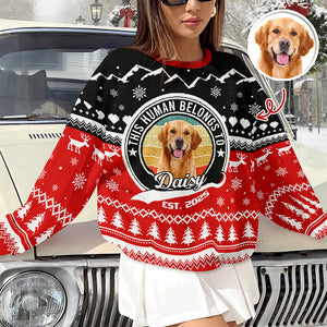 Custom Photo Human Belongs Dog Ugly Sweater For Pet Lovers HO82 900020