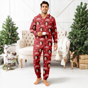 Custom Photo I Love My BoyfriendGirlfriend Valentine's Gift Onesie Pajamas For Couple HO82 900058