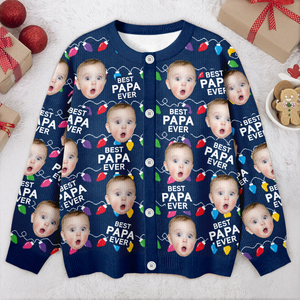 Custom Funny Kids Photo Best Mommy Daddy Ever Christmas Light Cardigan CH07 899838