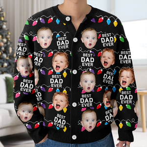 Custom Funny Kids Photo Best Mommy Daddy Ever Christmas Light Cardigan CH07 899838