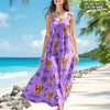 Custom Cute Pet Photo Paw Women's V-neck Cami Maxi Dress LM32 893315