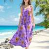 Custom Cute Pet Photo Paw Women's V-neck Cami Maxi Dress LM32 893315