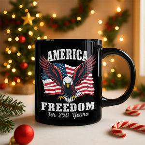 America 250 Years of Freedom Patriotic Eagle Flag Black Mug HA75 897336